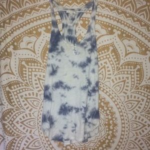 Blue and white tie dye tank
